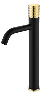 Смеситель для накладной раковины Boheme Stick Black diamond чёрный/золото 122-BG